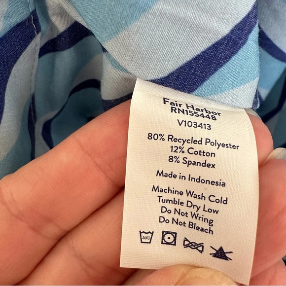 Fair Harbor Blue recycled fiber Tote Bag Pool Beach Shoulder Travel Packable - Picture 4 of 5